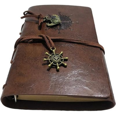 1 stuks Vintage Spiraalnotitieboek, creatief Corsair Anker Decoratie ontwerp, PU Leer Losbladig Dagboek, Reis notitieboek