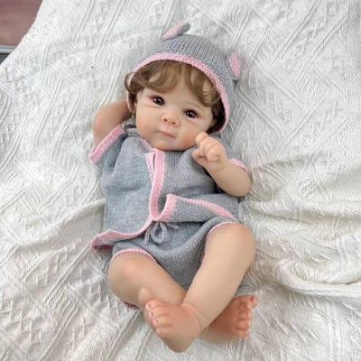 Levensechte Baby Pop - Pasgeboren Meisje - Kind Ontwikkeling - Volledig Vinyl Lichaam - 45 cm - Katoenen Kleding
