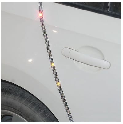 Dailygoods- Deurrandstickers 4 Stuks - Krasbestendige Rubber Strips - Roestvrij Staal - Diamanten Bezetting - Buitenkanten Autodeuren - 90 × 1 cm - Bumperstrip