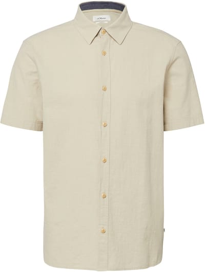 s.Oliver - male - Regular fit: Gestructureerd shirt met korte mouwen van katoen