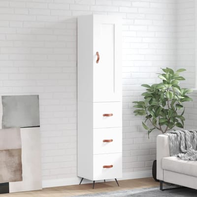 vidaXL - Hoge - kast - 34,5x34x180 - cm - bewerkt - hout - wit