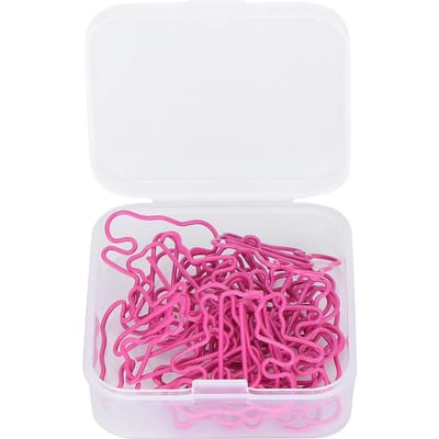 20 STUKS Mini Plastic Gecoate Draad Paperclip Vorm van een Beer Bladwijzerclip Bestandsmap Notitieboek Houder Rozerood rozerode kleur