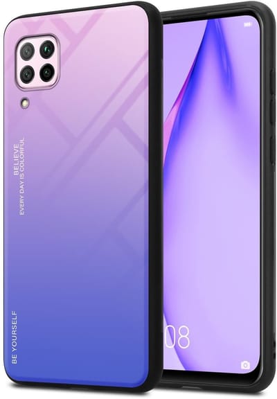 Cadorabo Hoesje geschikt voor Huawei NOVA 6 SE / P40 LITE / NOVA 7i in ROZE - BLAUW - Tweekleurige beschermhoes van TPU-silicone Case Cover en achterzijde van gehard glas