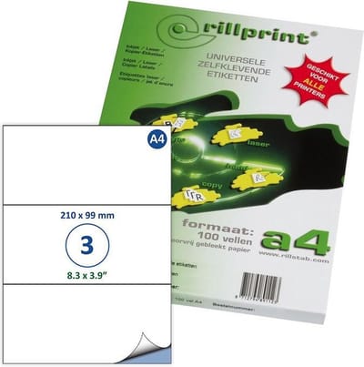 Rillprint A4 etiketten 210x99mm