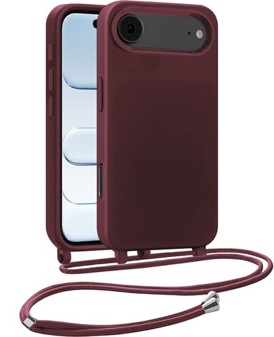 Hoesje Geschikt voor iPhone Air Hoesje Siliconen Case Met Koord - Hoes Geschikt voor iPhone Air Hoesje Backcover Met Telefoonkoord - Telefoonhoes - Aubergine