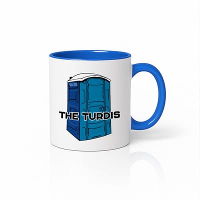 Grappige “The Turdis” Wit-Blauwe Mok – Dixi Toilet Parodie Ontwerp – 330 ml Keramische Koffiemok