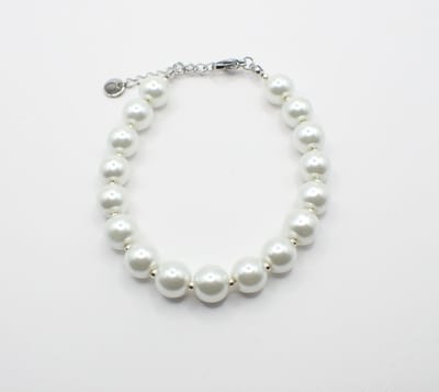 Colure® armband glasparels white 8mm zilveren Miyuki gecombineerd