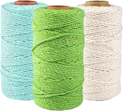 3 Stuks Macrame Draad 2mm x 100m voor Creatieve DIY Projecten, Kleurige Macrame Touw, Ideaal voor Planten Hangers en Handgemaakte Tassen