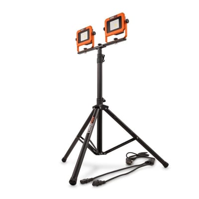 Powerplus Dual Power Draagbare Schijnwerper POWDP8035 - LED Bouwlamp van 20 V en 2x2000 lm - met Statief - zonder Batterij en Lader
