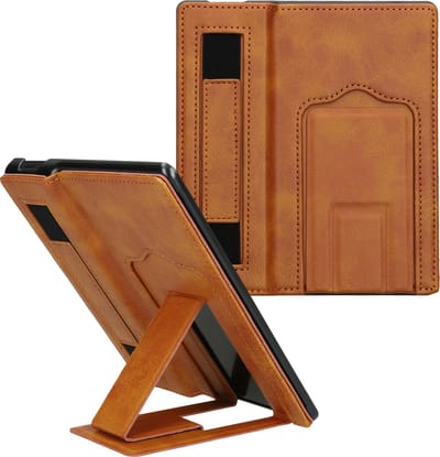 kwmobile e-reader hoesje geschikt voor Amazon Kindle Oasis 10. Generation hoes - Met polsband en standaard - Kunstleren e reader beschermhoes - In lichtbruin