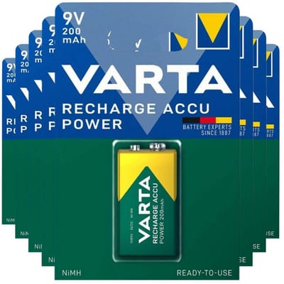 Varta Recharge Accu Power Oplaadbare Batterijen 9V 200mAh - 8 x - Voordeelverpakking
