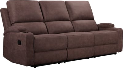 Dallas-3Zitsbank - 2 Relaxfauteuils - Bruin Microvezel