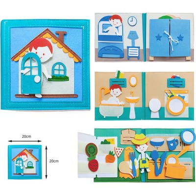 Peuters Montessori Speelgoed Drukke Boek 3D Baby Verhaal Doek Activiteiten Vilt Rustig Boek Bord Kleuterschool Leren Onderwijs Reis Speelgoed blauw