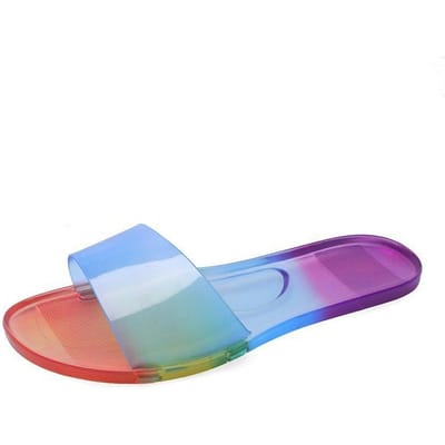 Sandalen Vrouwen Jelly Schoenen Snoep Kleuren Transparante Slides Vrouwen Strand Schoenen Platte Zomer Sandalen Outdoor Y2K 42 veelkleurig