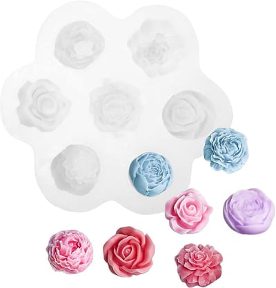 Rozenvormige Siliconen Mallen Set met 7 Ontwerpen en 10 g Raffia Vulling - Ideaal voor Chocolade, Epoxyhars, Fondant en Zeep DIY Projecten