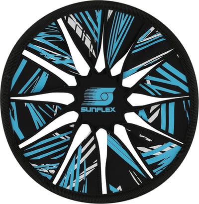 Werpschijf - Vliegende schijf - Strand en park - Waterbestendig neopreen - 29 cm diameter - Zwart blauw wit