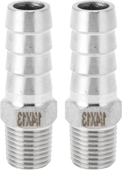 Weerhaak fittingen van roestvrij staal, 33/64 inch, 1/4 BSPT mannelijke slang connector voor lucht, water en olie - 2 stuks