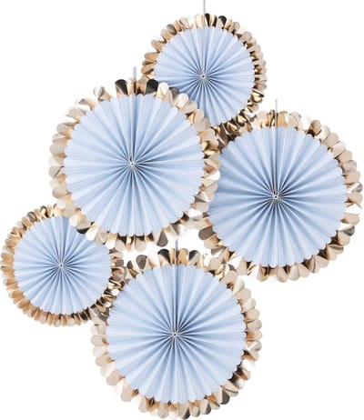 Ginger Ray - Ginger Ray - Waaiers pastel blauw & goud (5 stuks)