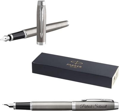 Luxe Vulpen met Naam Gravure - Blauwe Inkt - Geschenkdoos