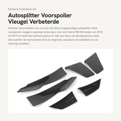 Dailygoods- Voorspoiler Koolstofvezel - Aerodynamische Splitter - Body Spoiler - CNC-gietvorm - Eenvoudige Installatie - UV-beschermde Coating - Frontsplitter