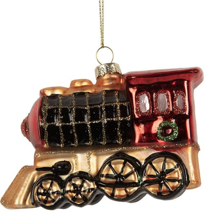Clayre & Eef Kersthanger Trein 10x5x6 cm Rood Glas