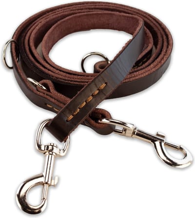 Multifunctionele Hondenriem - 220cm - Bruin - leren hondenriem - 100% volnerfleer - hondenriem leer - leiband hond - Lederen honden riem - Stevige leren hondenriem - Hondenleiband - Hondenlijn leer