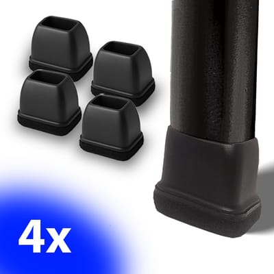 FSW-Products - 4x Premium Stoelpootdoppen Flexibel 30x15 mm - Antikras Vilt - Stoelpoot beschermers - Viltjes Stoelpoten - Meubelvilt - Vloerbeschermers - Zwart - Rechthoekig