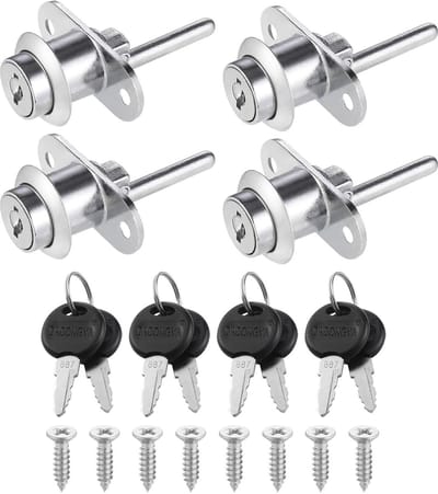 Dailygoods- Ladeslot 4 Stuks - Kast Plunjerslot met Sleutels - Zinklegering - Anti-corrosie - Duurzaam - Eenvoudig te Installeren - Kastslot