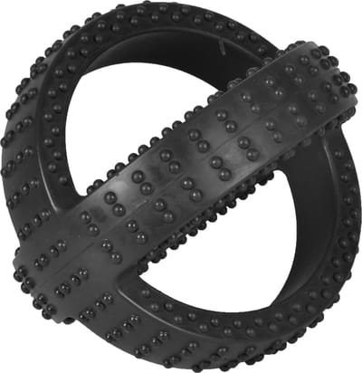 Flamingo - Hondenspeelgoed Rubber Gladiator Cross Ball - L - Zwart - 17.5 x 17.5 x 17.5 cm