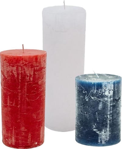 Cactula set van 3 stompkaarsen in de kleuren Rood Wit Blauw - 7x10  7 x 15  7 x 20 cm - Vier mee! WK 2022 Olympische Spelen Oranje Versiering