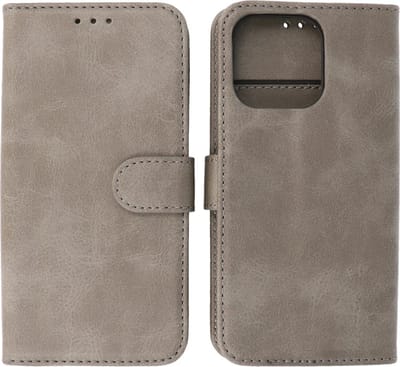 iPhone 14 Pro Hoesje Book Case Telefoonhoesje Grijs