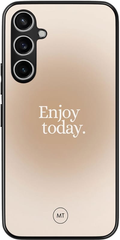 Hoesje geschikt voor Samsung Galaxy S23 FE - Enjoy today - TPU Hard Case Backcover - Beige, Groen - Mooie Telefoonhoesjes