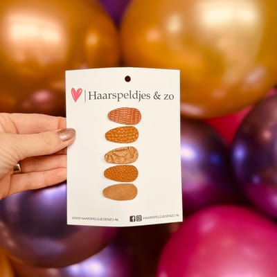 Baby haarspeldjes - mini - 2cm groot - voor de eerste lokjes haar - imitatieleer - bruin