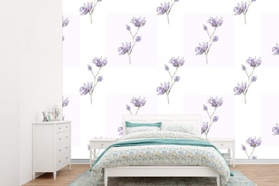 Behang - Fotobehang Bloemen - Paars - Lente - Patronen - Breedte 360 cm x hoogte 260 cm