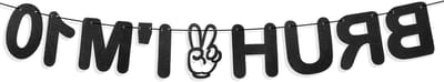 Verjaardagsbanner 10 jaar - zwart glitter - trendy ontwerp - perfect voor jongens - ShopVlot