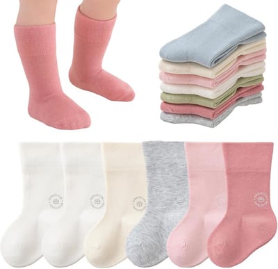 6 paren baby sokken 100% katoen zacht elastisch effen kleur voor jongens en meisjes