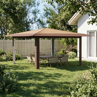 vidaXL - Gazebo - zonder - Zijwand - 4 - x - 4 - m - Beige - en - Bruin