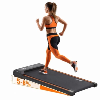 Fitby Loopband - Loopband met helling 5% - 8% - Hardloopband 1-8 km/u - Treadmill - Wandelband - Zwart Oranje