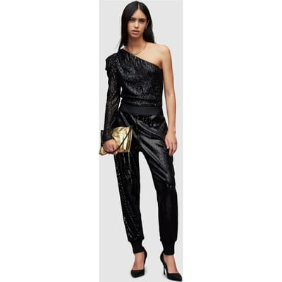 AllSaints Daphne Sequin Bodysu Black Size: 16 | Bodysuits Outlet | Dames | Zwart