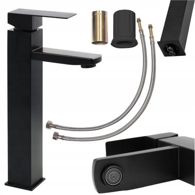 AQUI Basic High Cube One - Wastafelkraan - Zwart - Eenhendel - Hoge Montagemodel