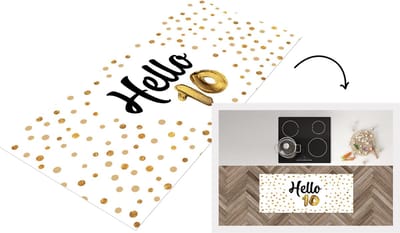 Keukenloper - Loper keuken - Jubileum - Goud - 10 jaar - 120x50 cm - Keukenloper vinyl