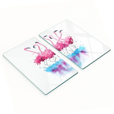 Glazen snijplanken voor in de keuken met decoratieve flamingo-afbeeldingen, 2x30x52 cm