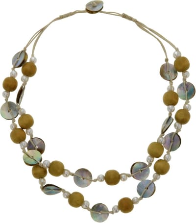 Behave - ketting met schelp en houten kralen - natuurlijke zomerstijl