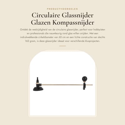 Dailygoods- Glassnijder Professioneel - Verstelbare Cirkelsnijder - 6 Wiel Kompassen - Zuignap - Cirkeldiameter 60 cm - Lichtgewicht 162 g