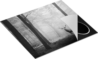 Chefcare Inductie Beschermer Hert in Bos - Zwart Wit - 60x50 cm - Afdekplaat Inductie - Kookplaat Beschermer - Inductie Mat
