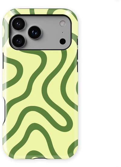 DripCase Curvy Lines Hoesje geschikt voor iPhone 17 Pro | Backcover met Mag | Design Tough Case geschikt voor iPhone 17 Pro Leaf Loop