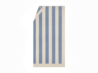 Yumeko strandlaken velours faded blauw stripe 100x180 - 1 st - Biologisch & ecologisch
