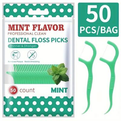 Flossers & Tandenstokers – 50 Stuks – Mint – Dagelijkse Mondverzorging – Groen - @ Lu’s Today® – Basic Household Essentials