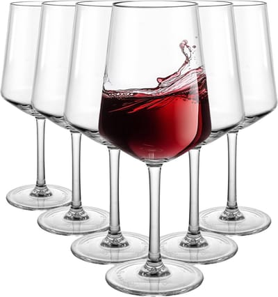Set van 6 Herbruikbare 580 ml PC Wijnglazen - Schokbestendig, Ideaal voor Kamperen, Tuinfeesten en Festivals