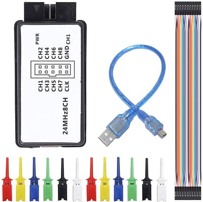 Logic Analyzer - Debug Tool - Elektronica Debuggen - 8 Kanalen - 24MHz - Zwart